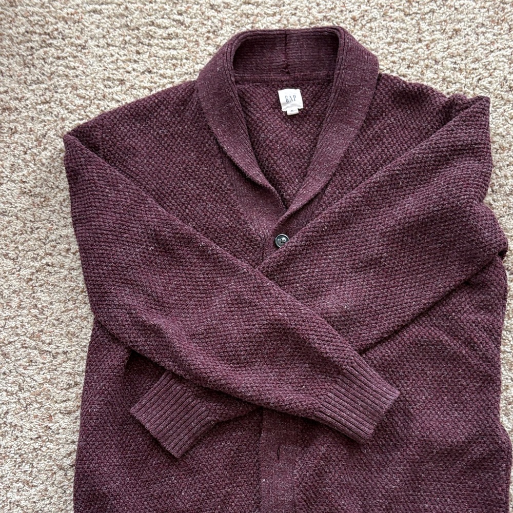 GAP Men's Deep Burgundy Cardigan Sweater